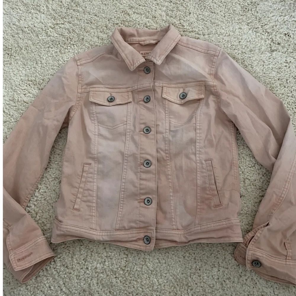 Merona Soft Pink Distressed Denim Jacket!